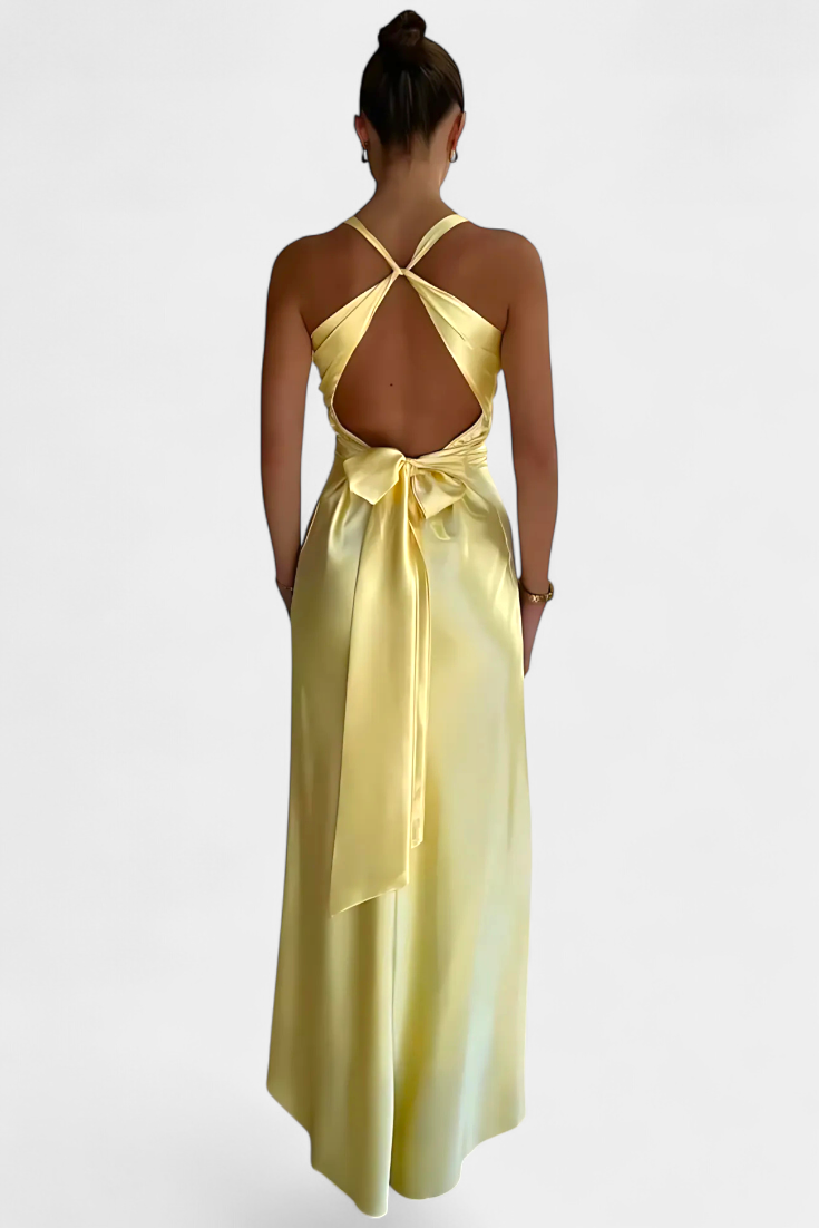 Robe Lea Élégante avec Taille Froncée et Décolleté en V