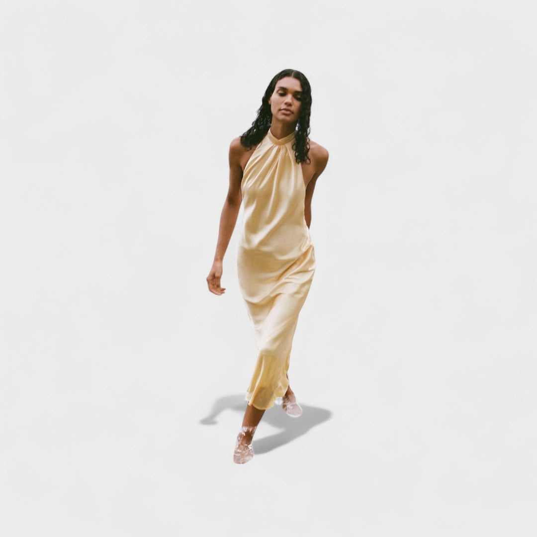 Sofia – Robe en Soie avec Col Halter
