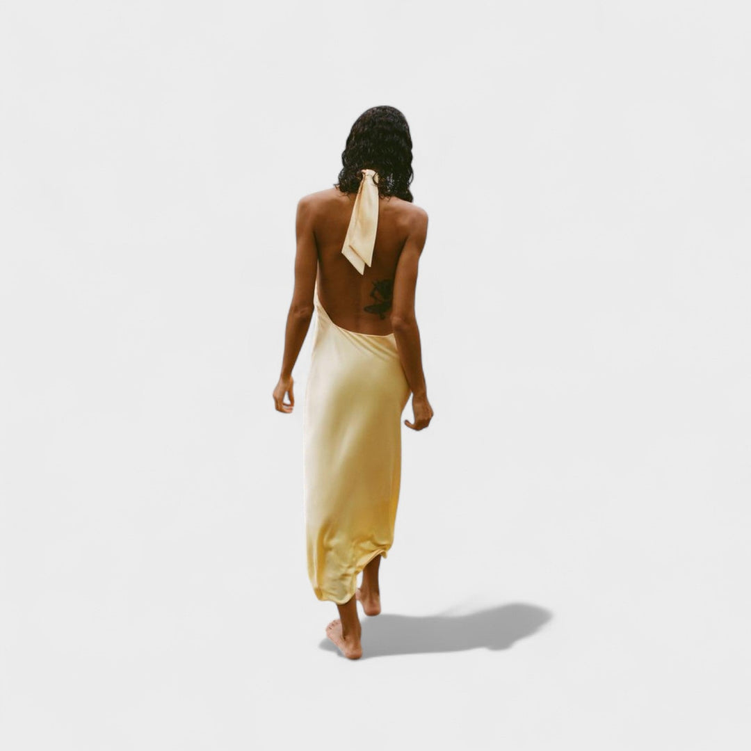 Sofia – Robe en Soie avec Col Halter