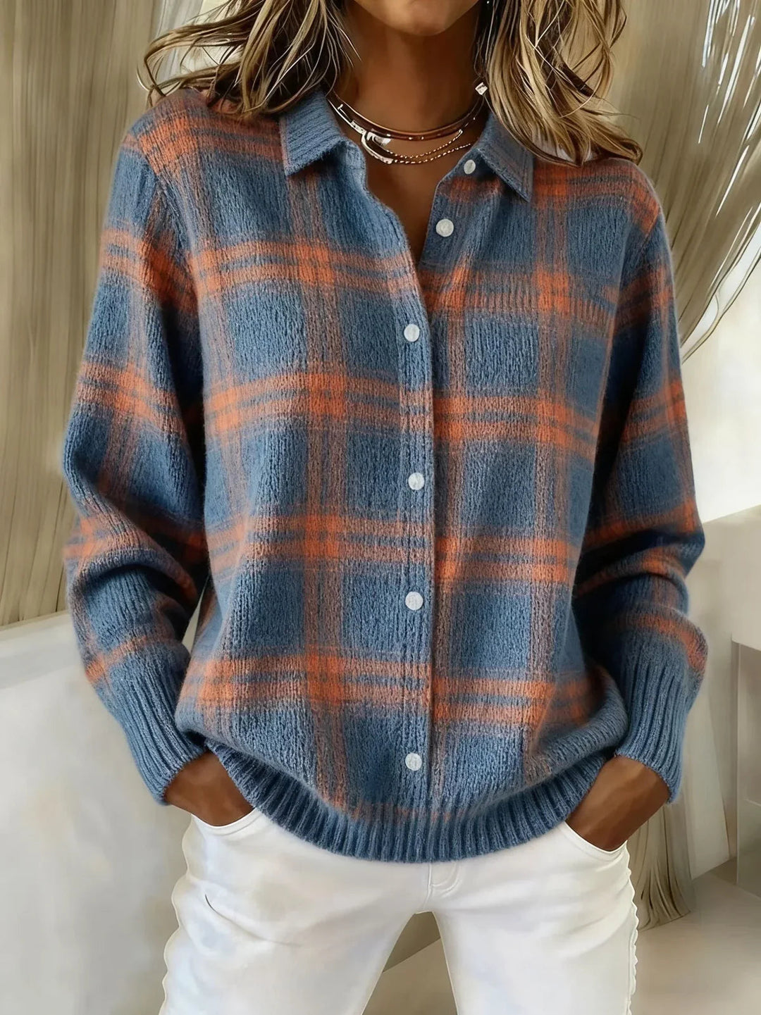 Candela | Veste en Maille à Carreaux