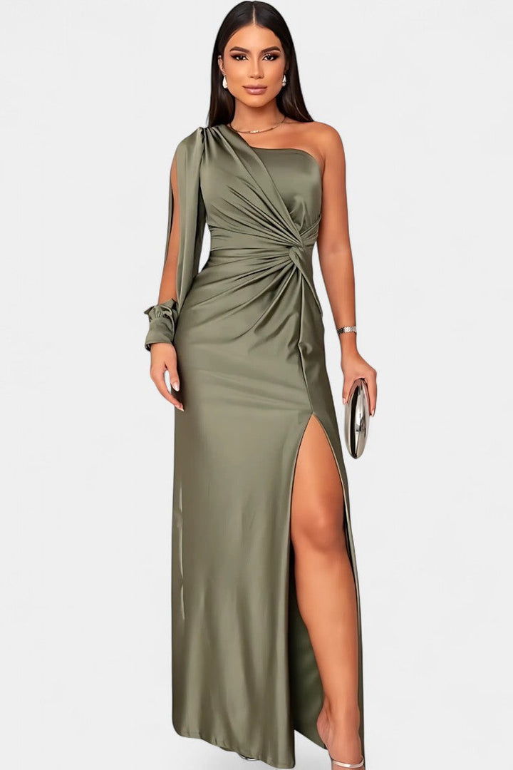 Robe Asymétrique Andrea avec Drapé sur une Épaule