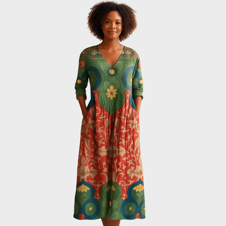 Klara - Robe longue avec imprimé floral vintage