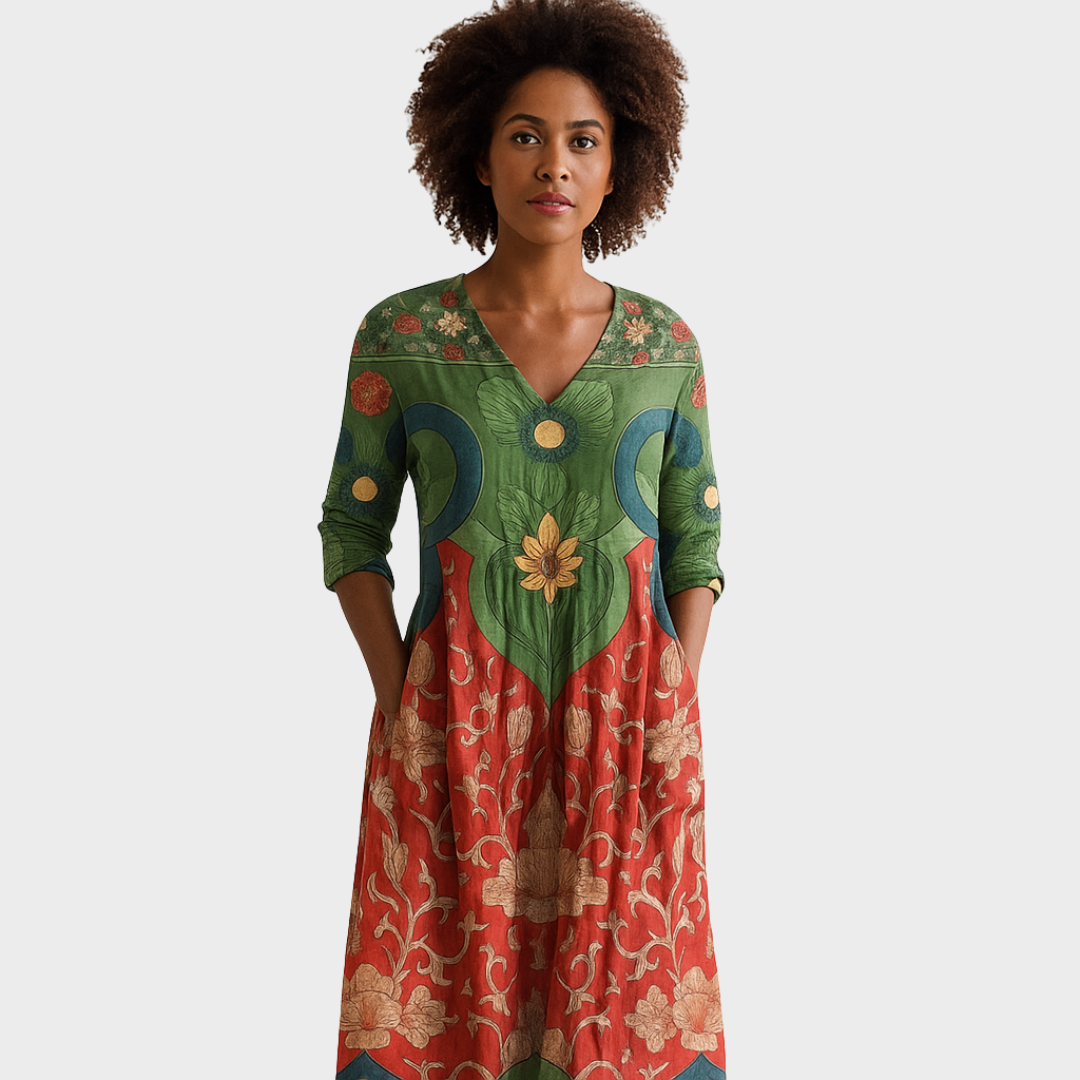 Klara - Robe longue avec imprimé floral vintage