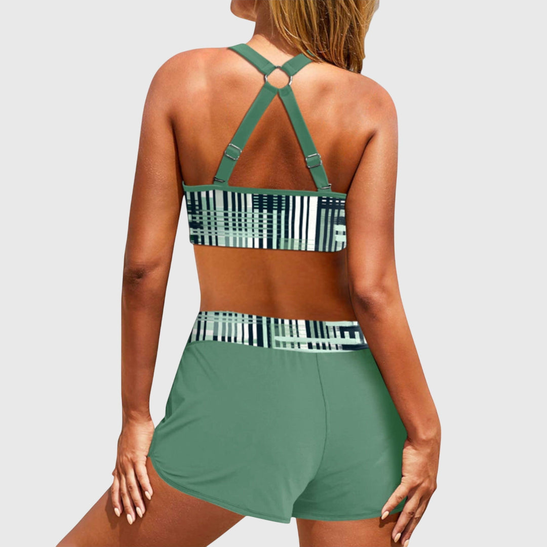 Janelle | Bikini Taille Haute à Rayures