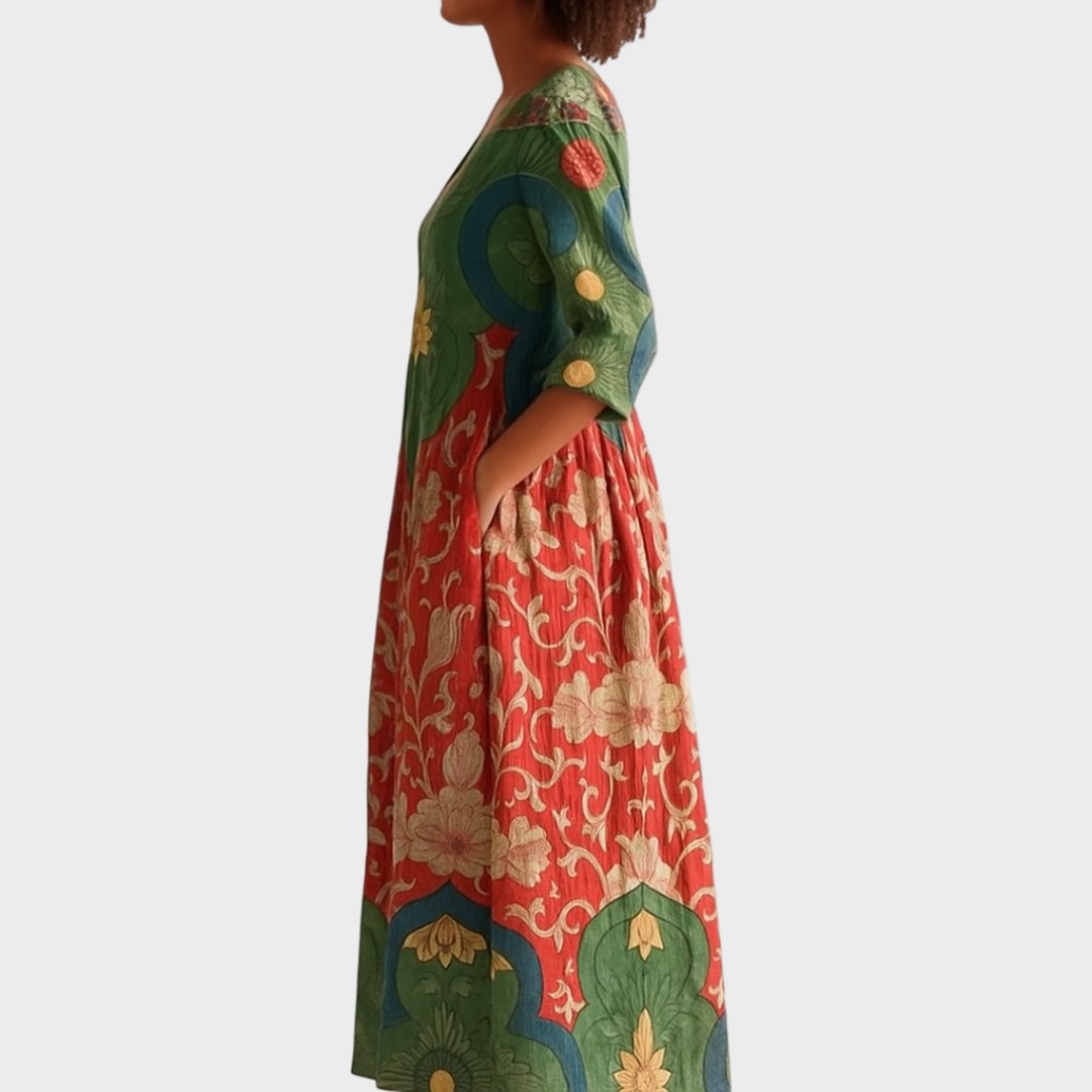 Klara - Robe longue avec imprimé floral vintage