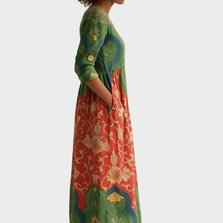 Klara - Robe longue avec imprimé floral vintage