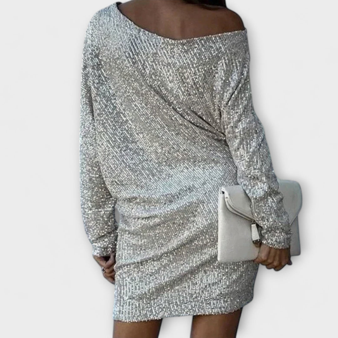 Jéssica – Robe Brillante à Épaules Dégagées