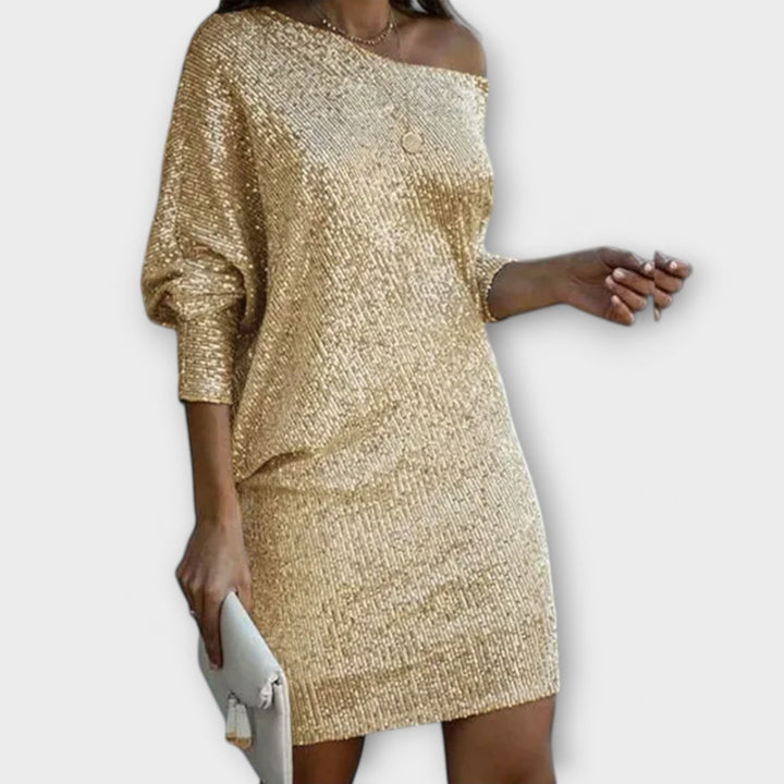 Jéssica – Robe Brillante à Épaules Dégagées