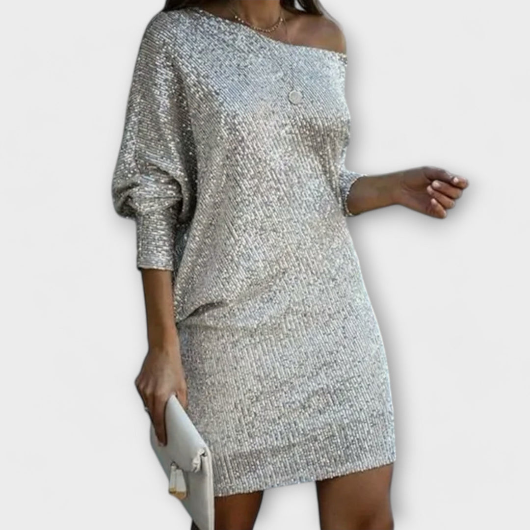 Jéssica – Robe Brillante à Épaules Dégagées