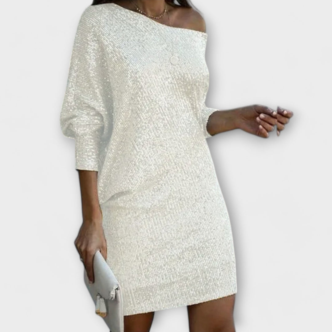 Jéssica – Robe Brillante à Épaules Dégagées