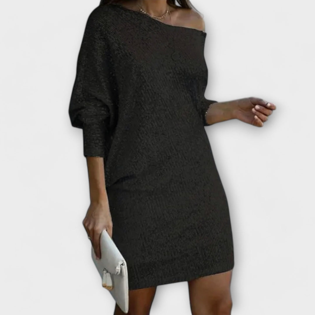 Jéssica – Robe Brillante à Épaules Dégagées