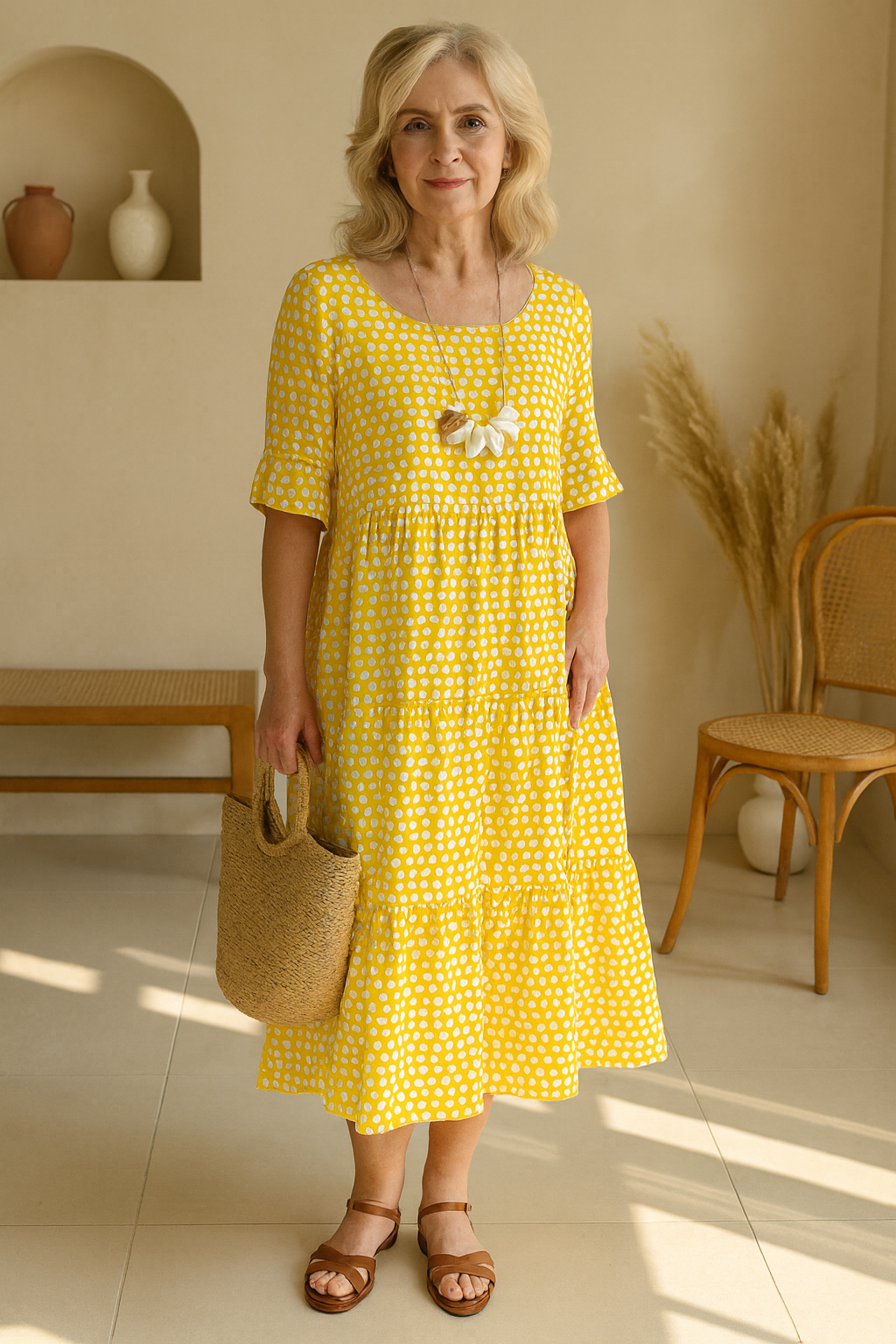 Lea – Élégance boho à pois