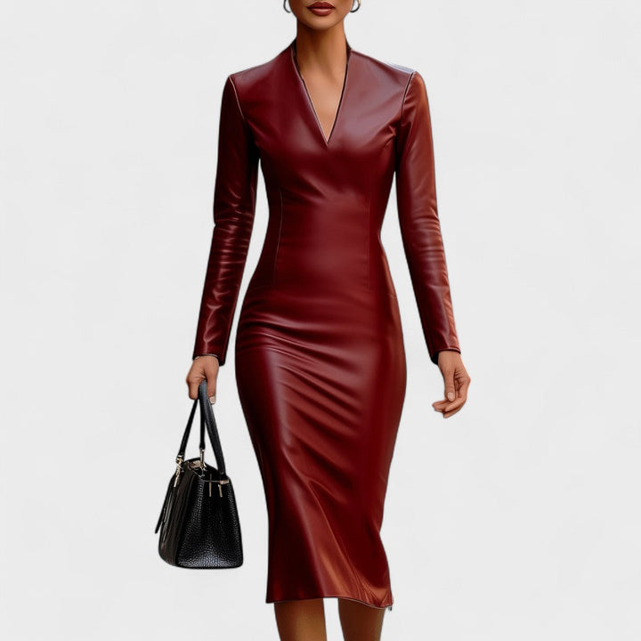Lada - Robe moulante en simili cuir