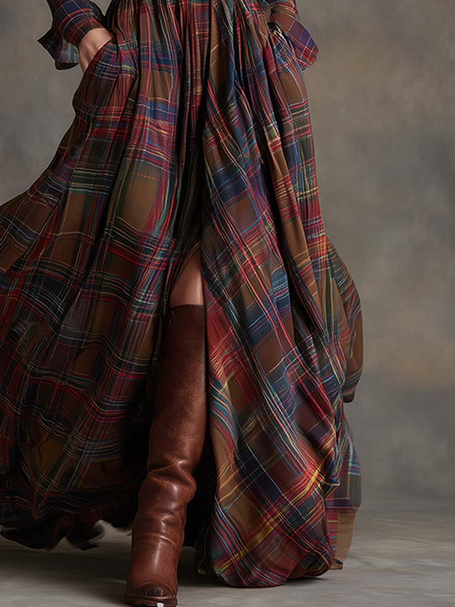Elena - Chemise-robe à carreaux