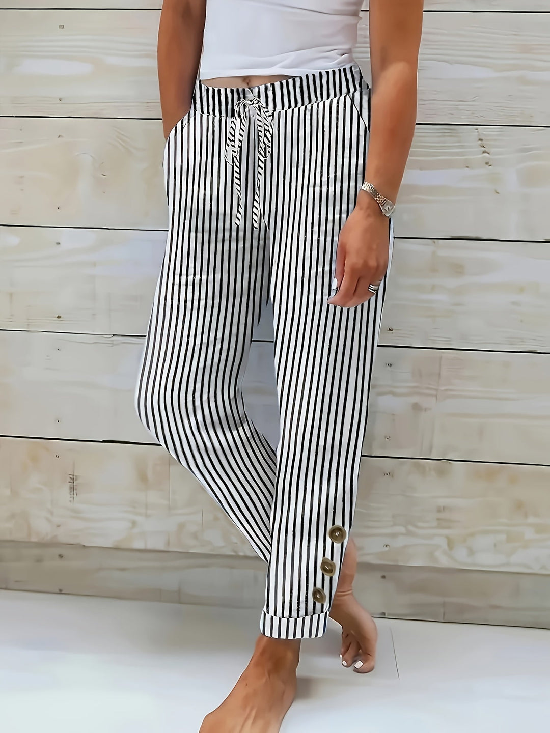 Raquelle - Pantalons Rayés Casual