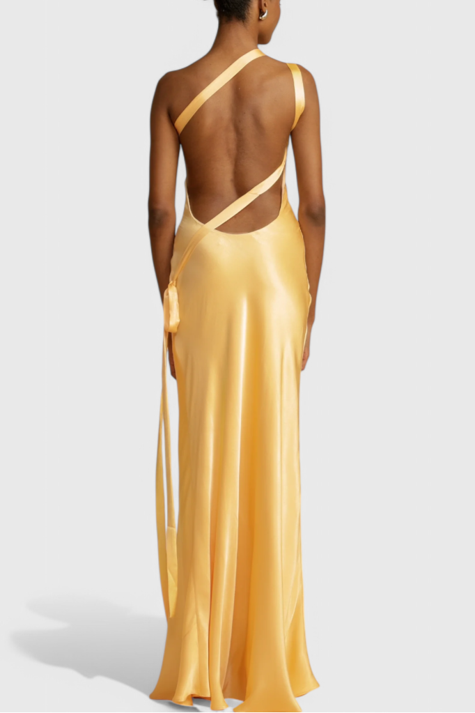 Robe Maxi Sofia avec Bretelles Diagonales et Dos Nu