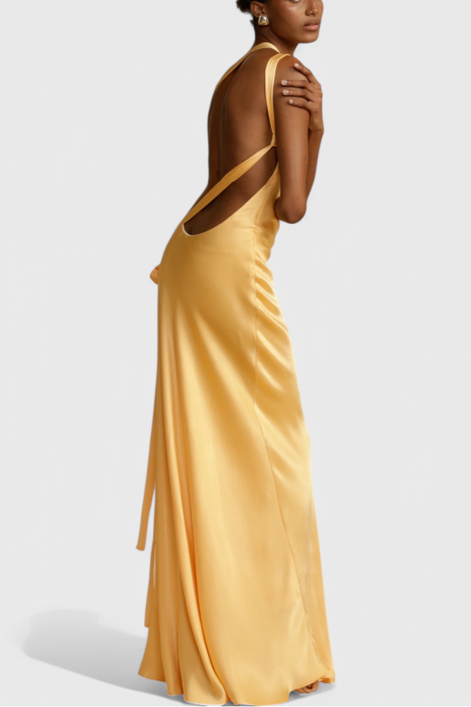 Robe Maxi Sofia avec Bretelles Diagonales et Dos Nu