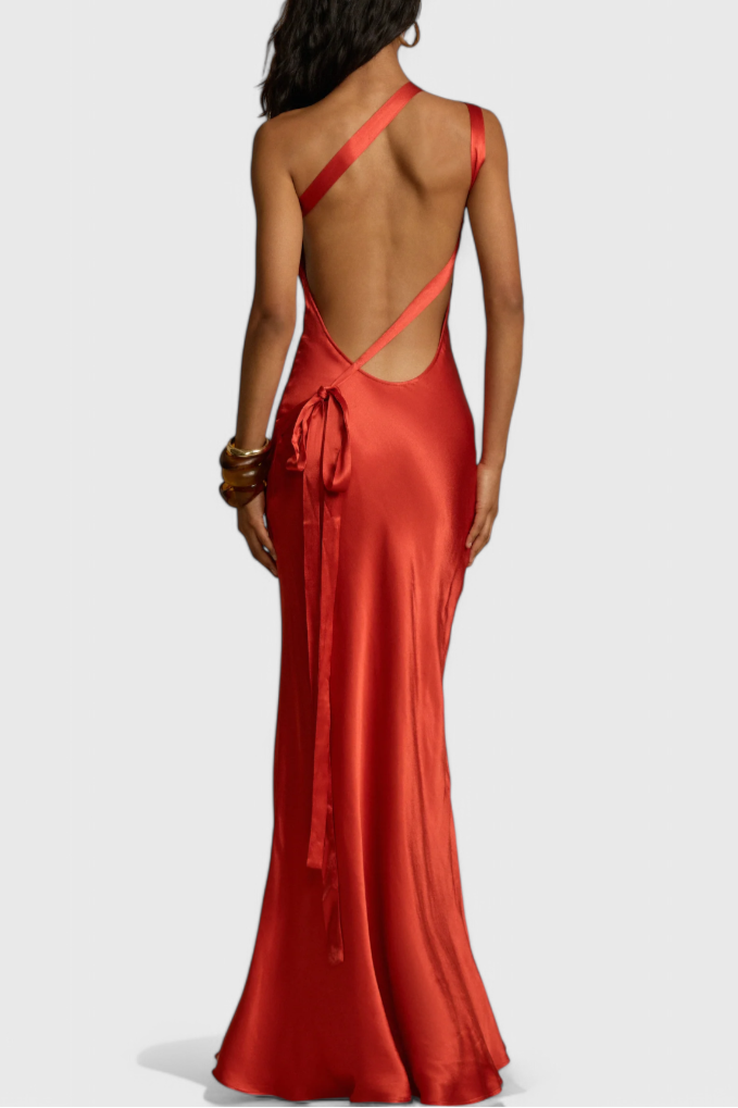 Robe Maxi Sofia avec Bretelles Diagonales et Dos Nu
