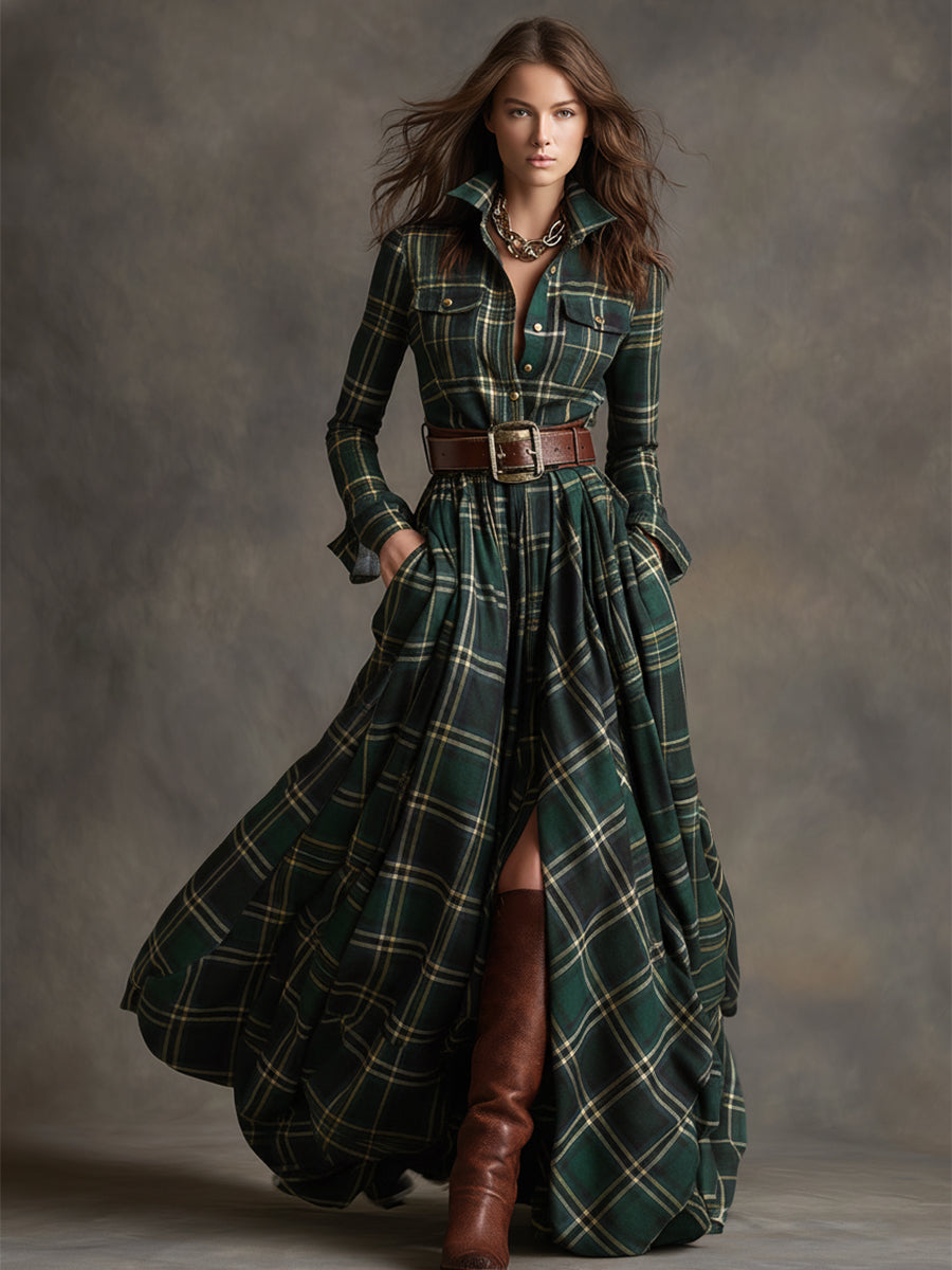 Elena - Chemise-robe à carreaux