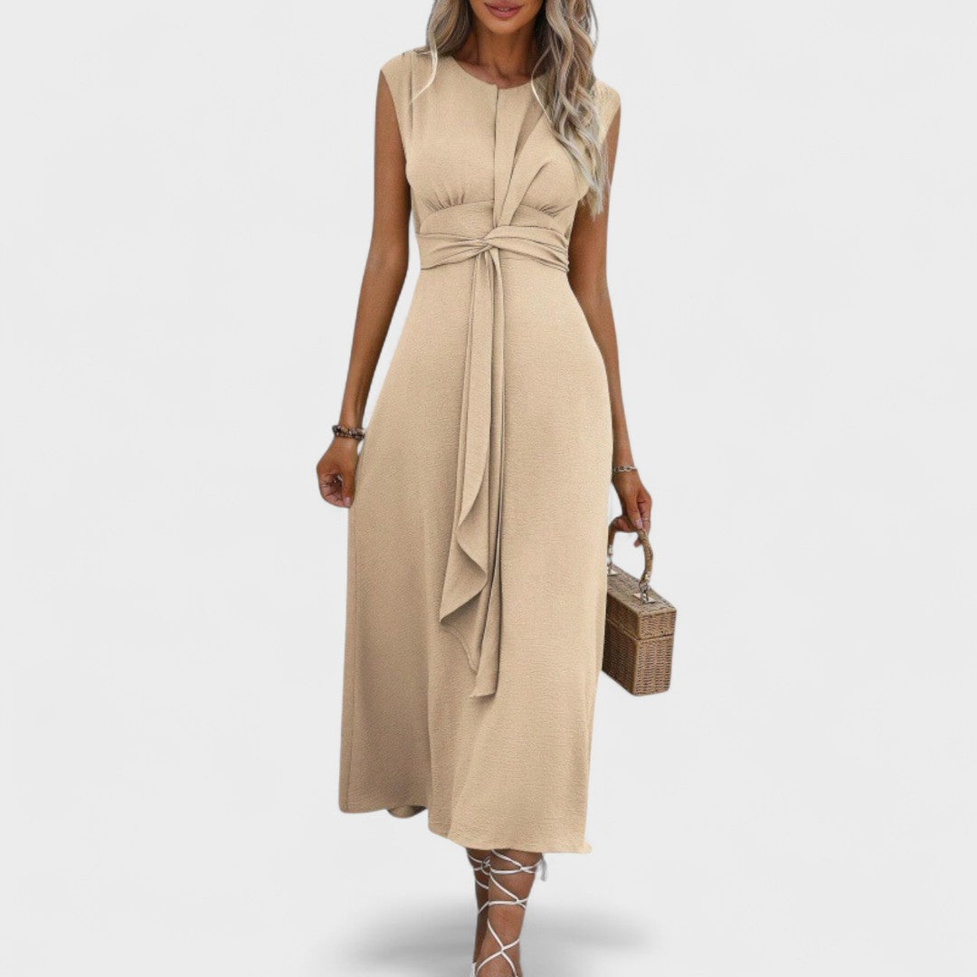 Andrea - Élégante robe longue sans manches avec décolleté rond