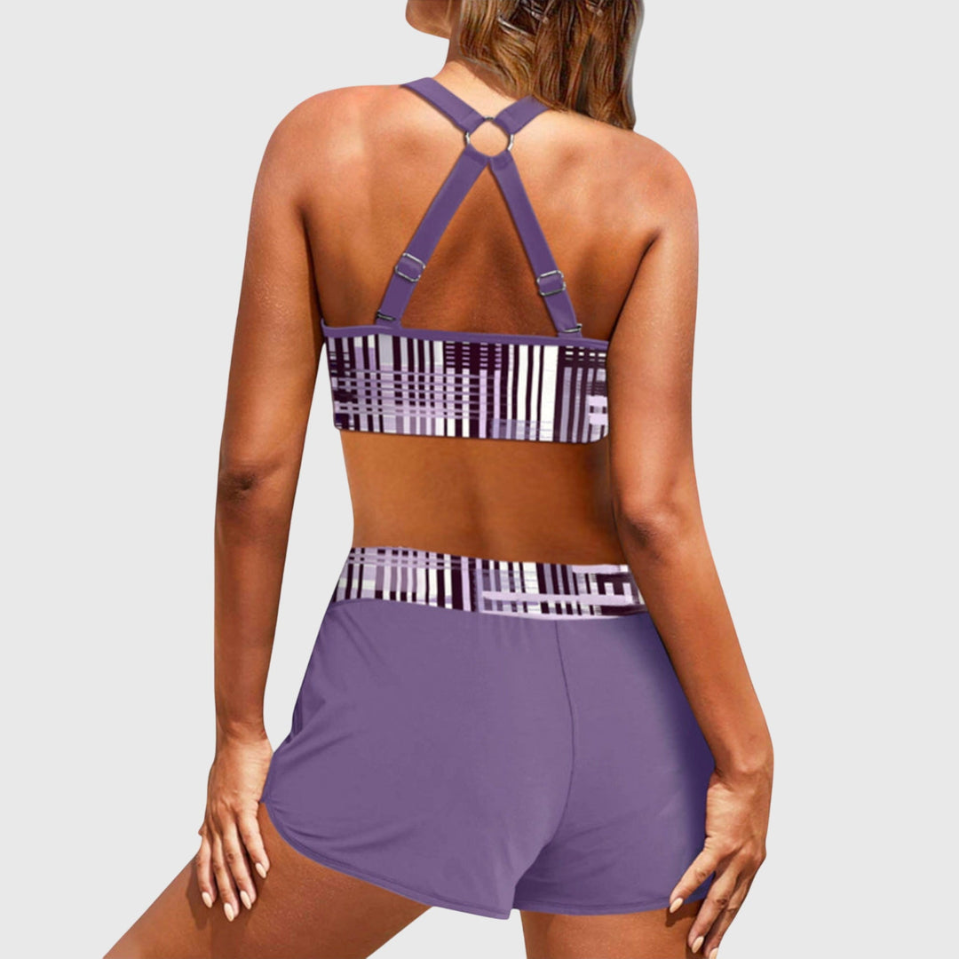 Janelle | Bikini Taille Haute à Rayures