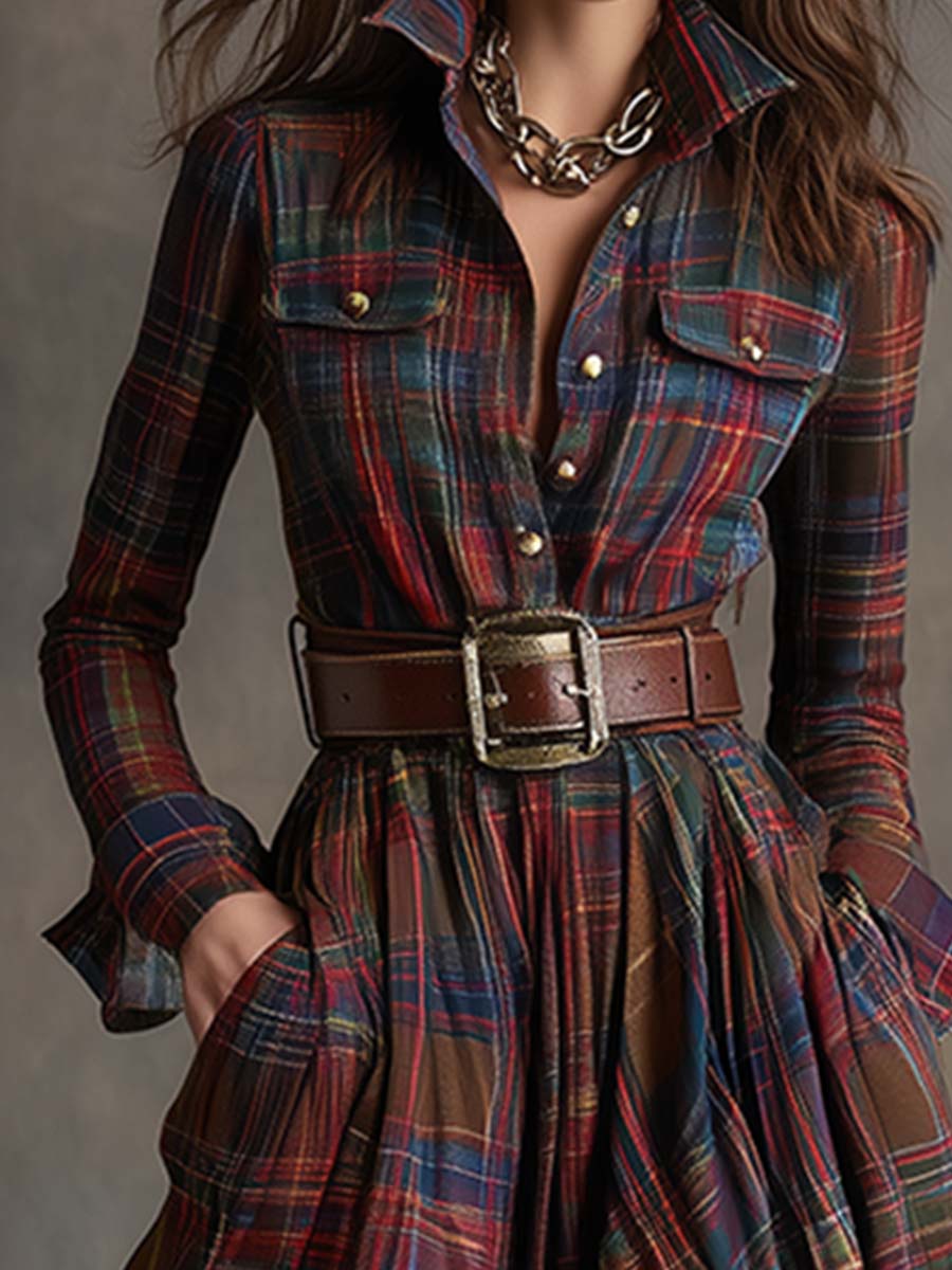 Elena - Chemise-robe à carreaux