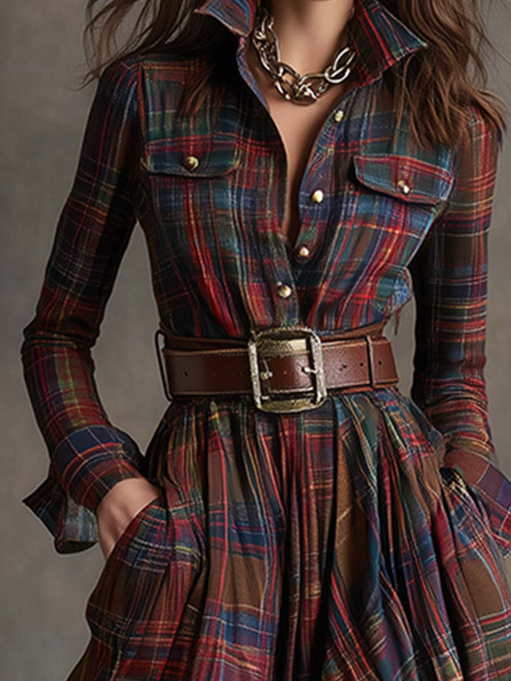 Elena - Chemise-robe à carreaux
