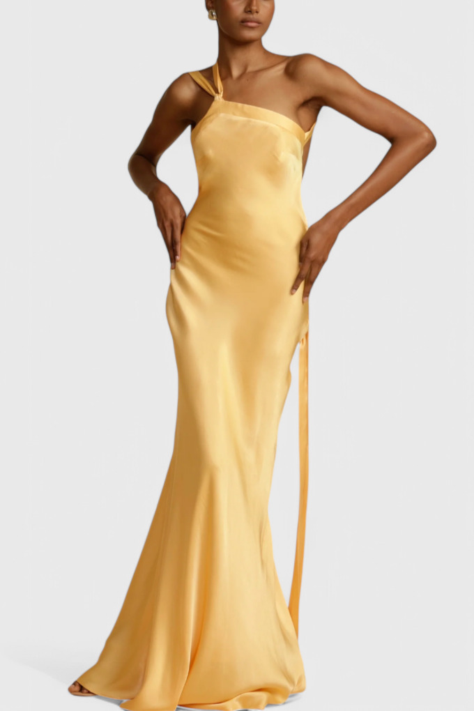 Robe Maxi Sofia avec Bretelles Diagonales et Dos Nu