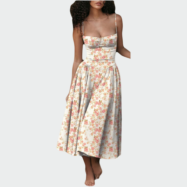 Robe Maxi en Satin avec Fines Bretelles