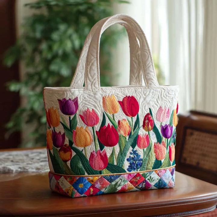 Sac tote matelassé - Jardin de tulipes
