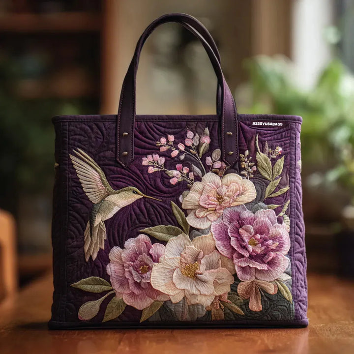 Sac tote rembourré - Colibri et Orchidées