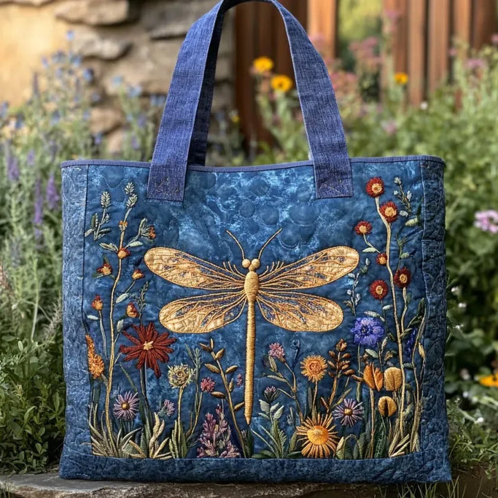Sac tote matelassé - Libellule dorée