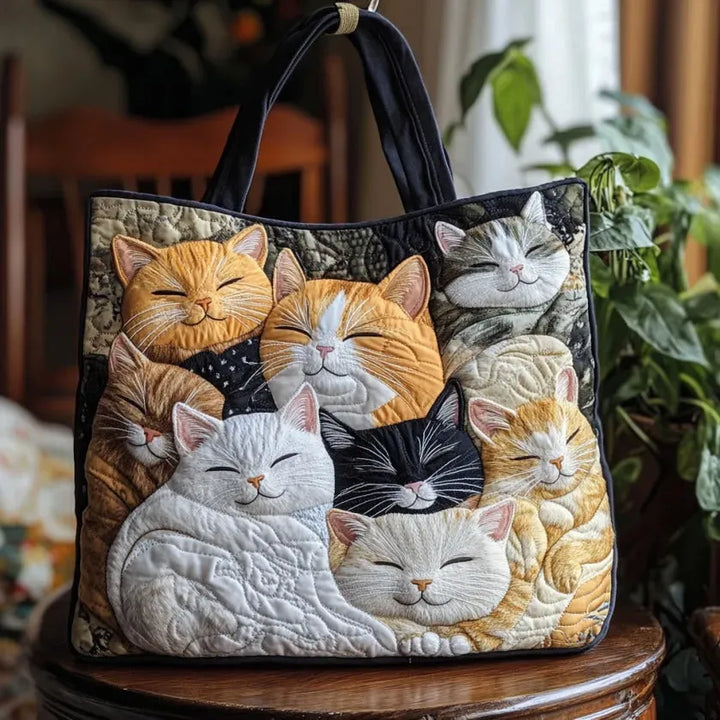 Sac à Dos Matelassé Artisanale - Chats Endormis