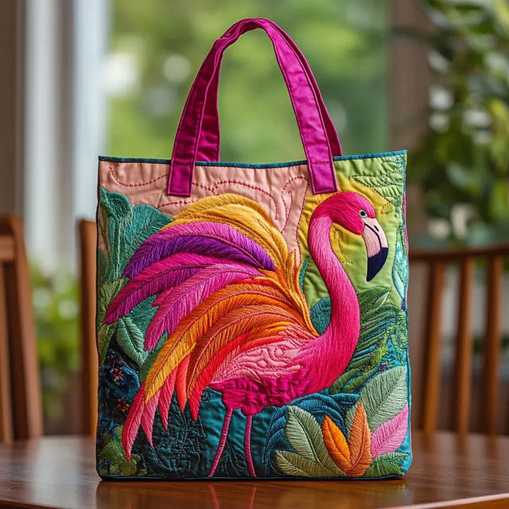Sac tote rembourré - Flamant arc-en-ciel