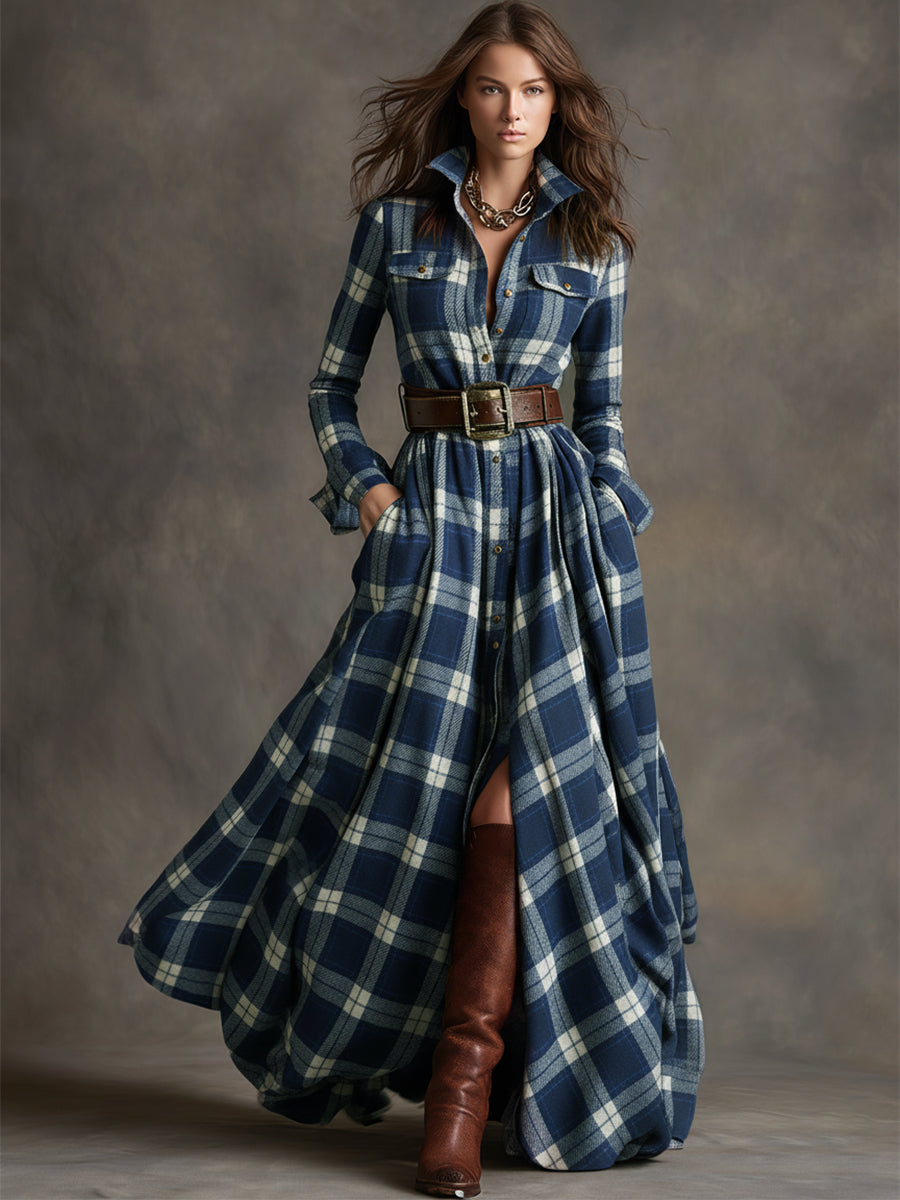 Elena - Chemise-robe à carreaux