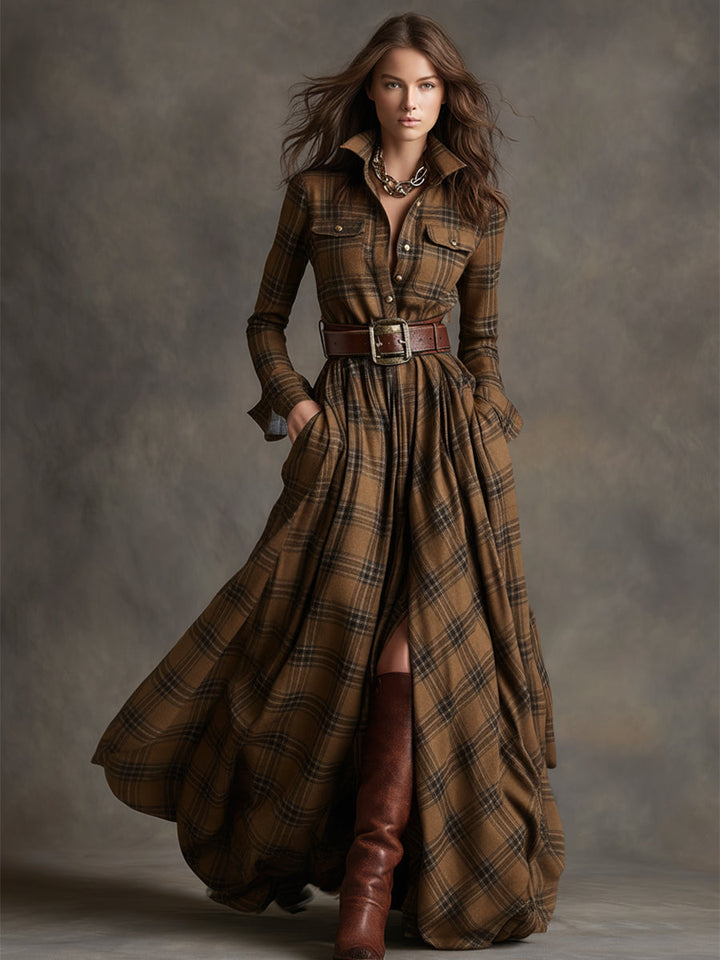 Elena - Chemise-robe à carreaux
