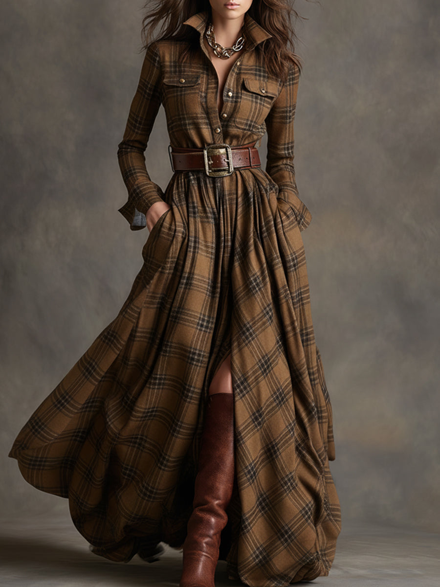 Elena - Chemise-robe à carreaux