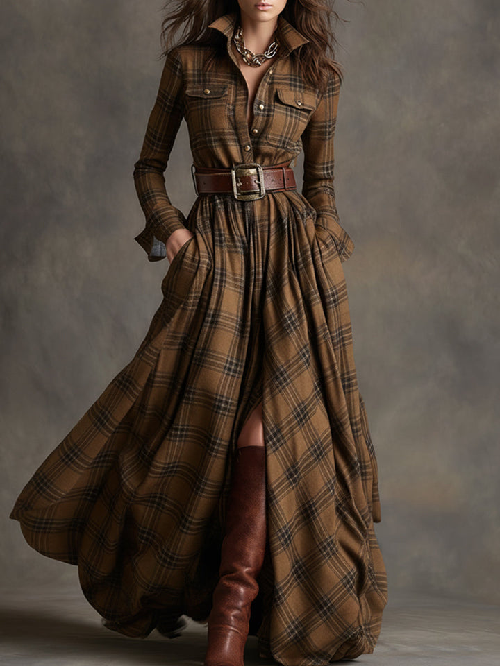 Elena - Chemise-robe à carreaux