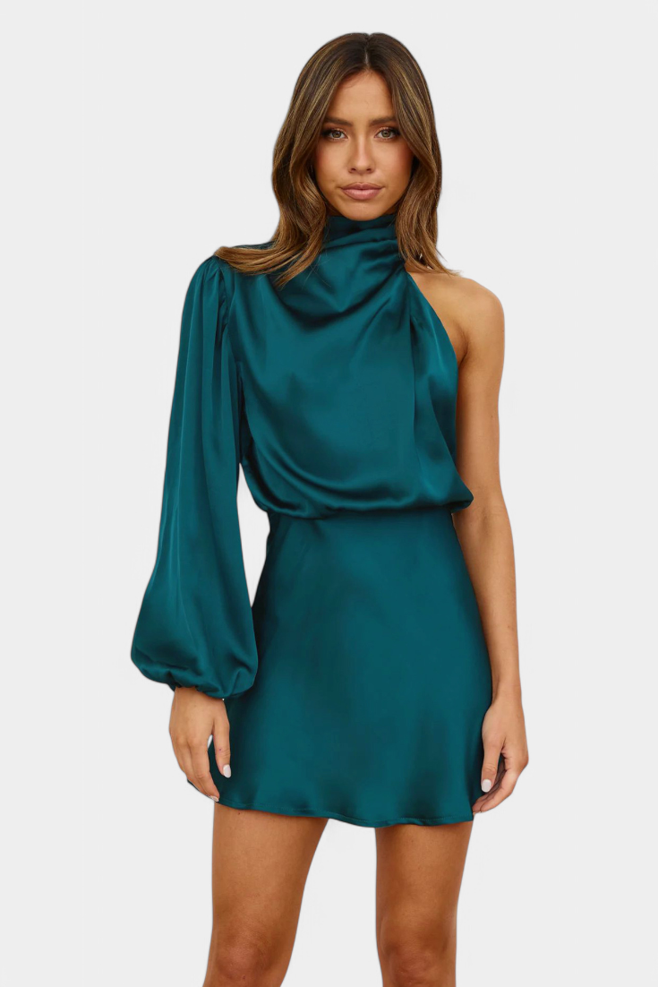 Robe Mini Jelena avec Drapé à Épaule Unique