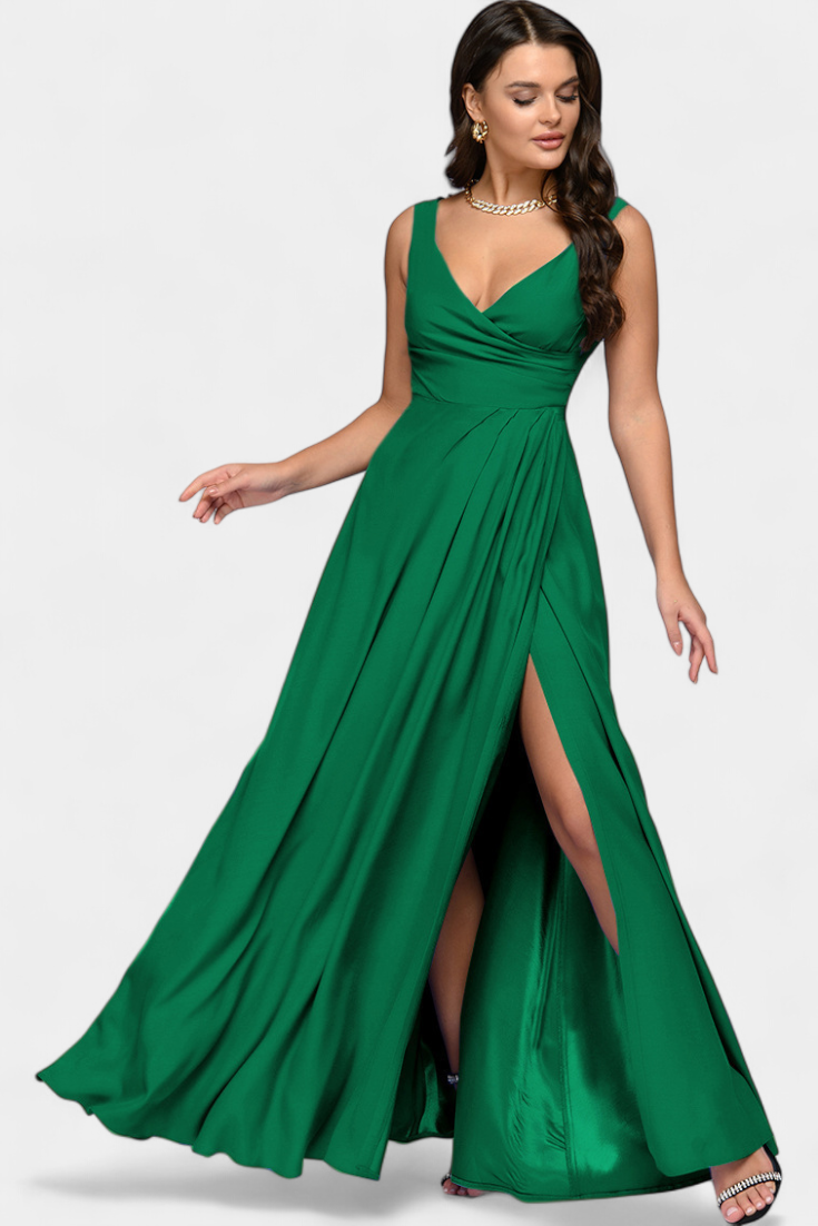 Robe Tatjana Longue avec Drapé Avant et Décolleté Croisé