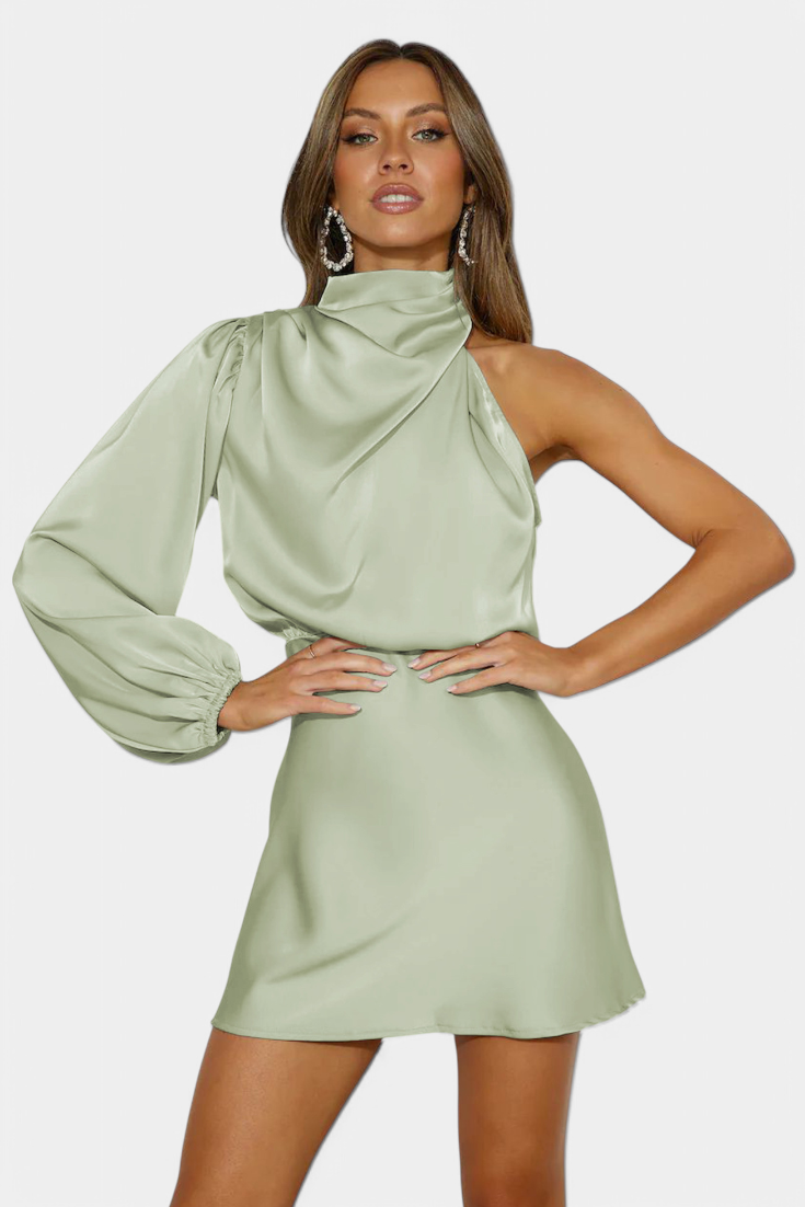 Robe Mini Jelena avec Drapé à Épaule Unique