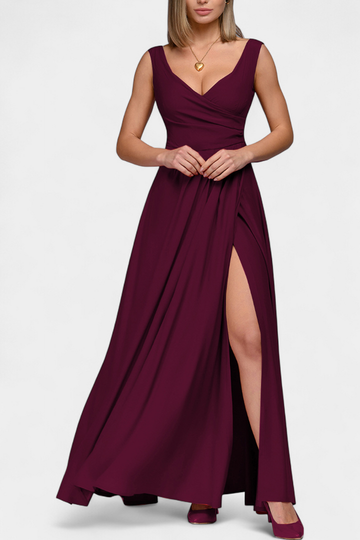 Robe Tatjana Longue avec Drapé Avant et Décolleté Croisé