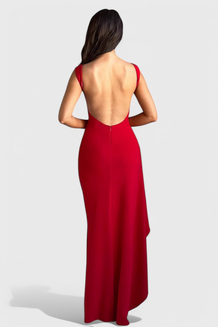 Robe en Soie avec Dos Découvert et Grande Fente