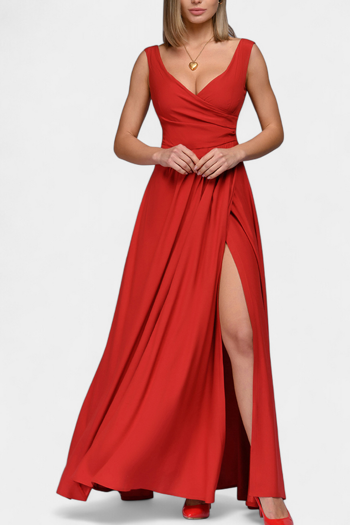 Robe Tatjana Longue avec Drapé Avant et Décolleté Croisé