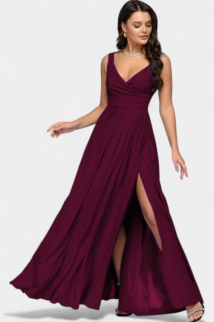 Robe Tatjana Longue avec Drapé Avant et Décolleté Croisé