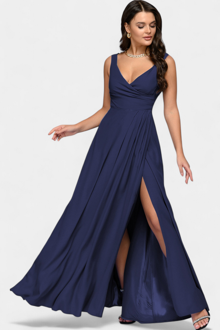 Robe Tatjana Longue avec Drapé Avant et Décolleté Croisé