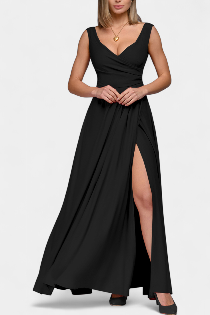 Robe Tatjana Longue avec Drapé Avant et Décolleté Croisé