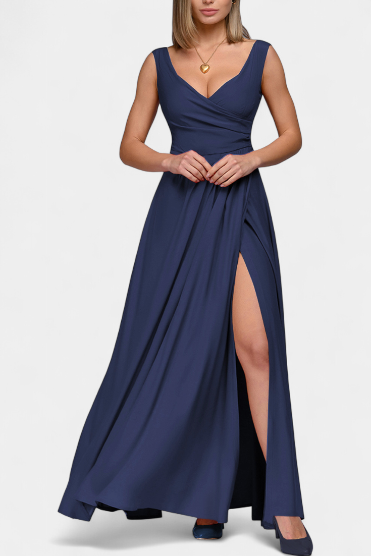Robe Tatjana Longue avec Drapé Avant et Décolleté Croisé