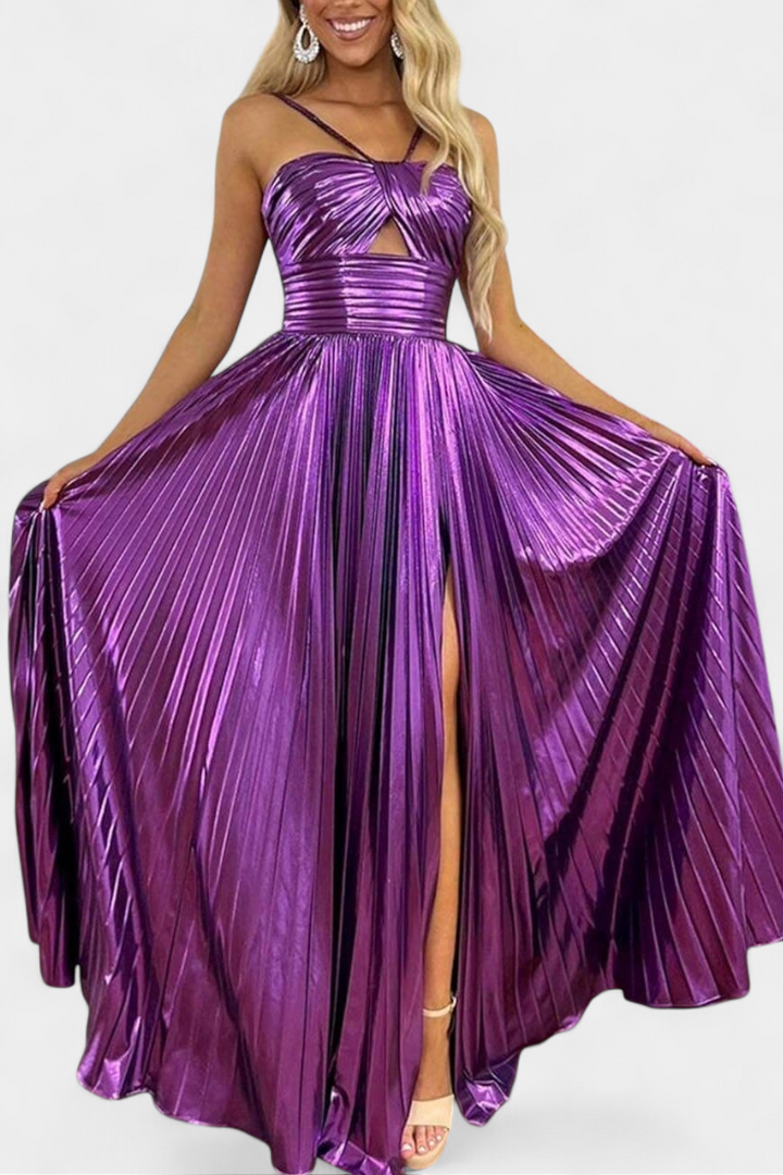 Robe Branimira Maxi Métallique avec Décolleté en V et Fente