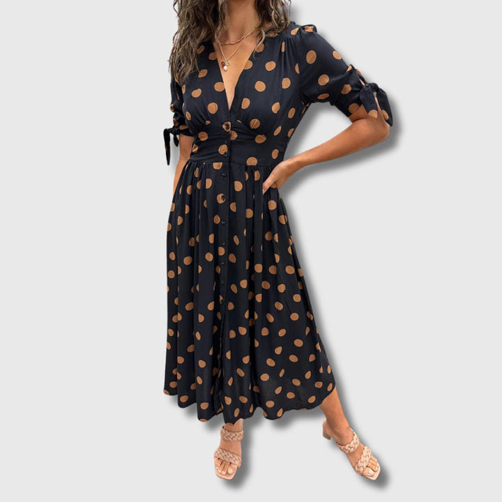 Monique – Robe vintage à pois pour femme
